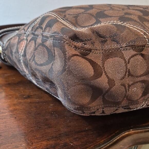 Coach Brown Signature Jacquard Shoulder Bag with Gold Hardware 12460 main image 8